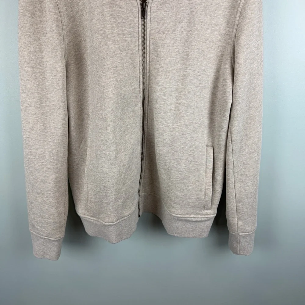 Banana Republic Men's Oatmeal Beige Zip-Up Sweater Jacket size Medium Preppy